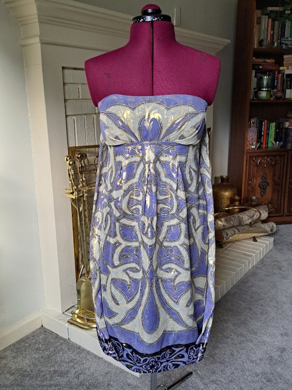 Nicole Miller Collection silk and lurex draped cocktail dress